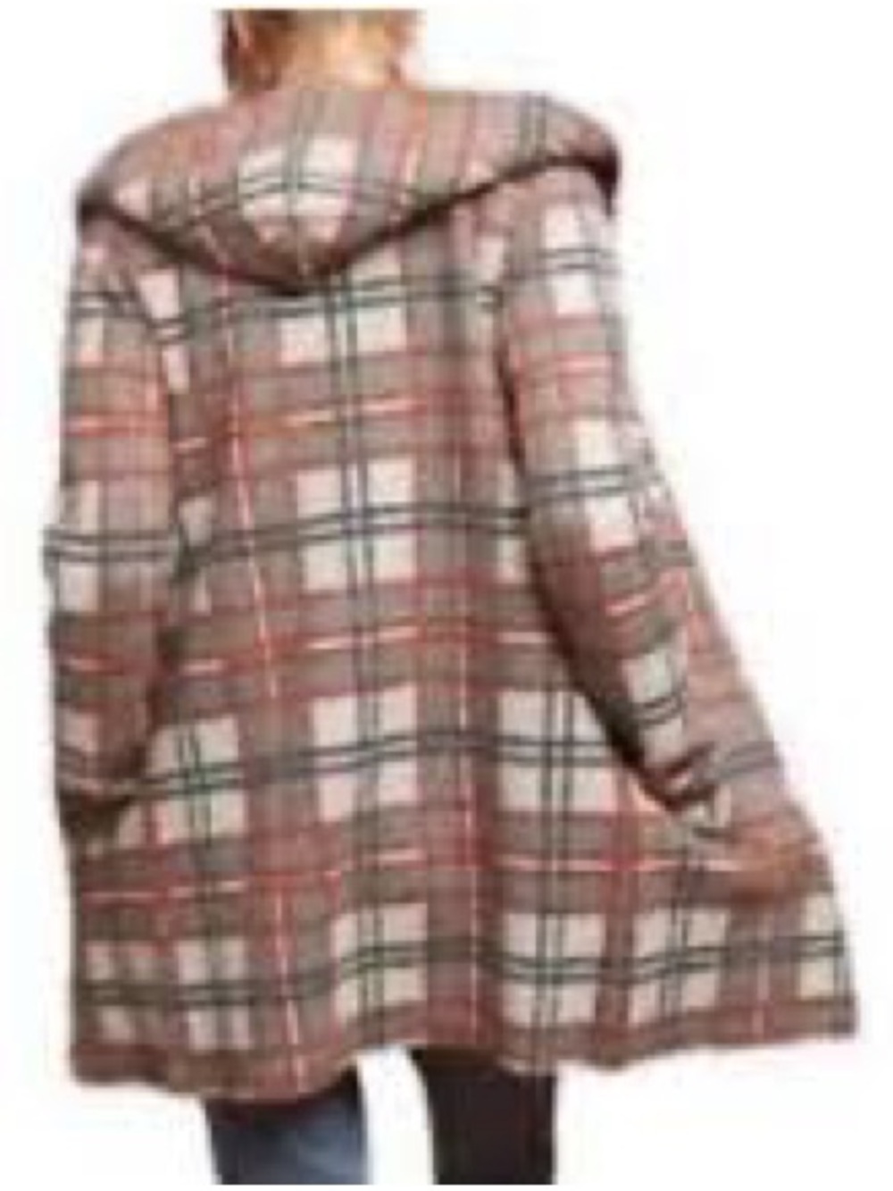 Field & Flower Wool Plaid Hooded Coatigan in Gray and Rust - Picture 2 of 8